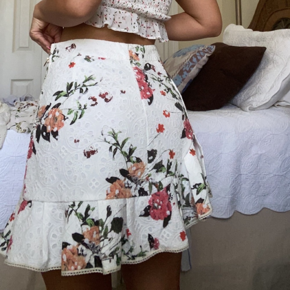 White floral skirt